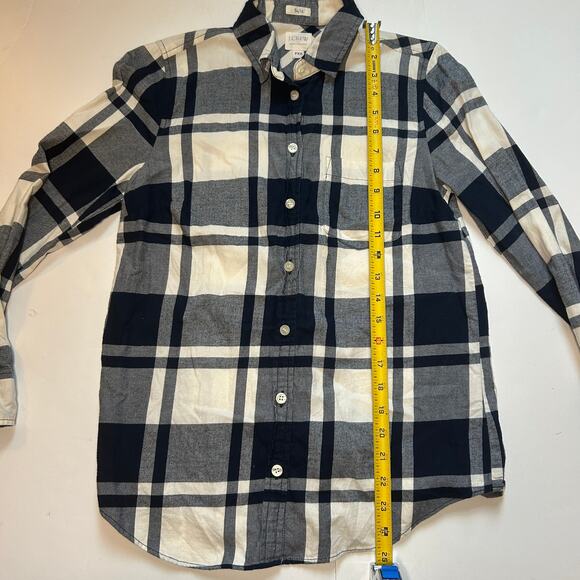 J. Crew Flannel Plaid "Boy Fit" Shirt, Petite XS - Picture 5 of 6